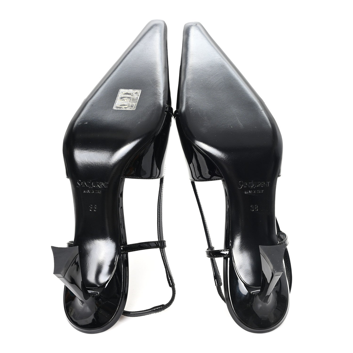 Saint Laurent Patent Calfskin Jacqueline 75 Slingback Pumps 38 Black 6 of 11