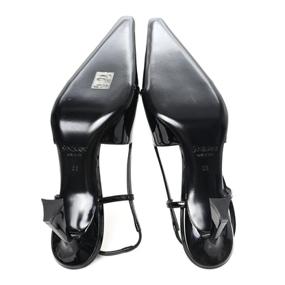 Saint Laurent Patent Calfskin Jacqueline 75 Slingback Pumps 38 Black 6 of 11