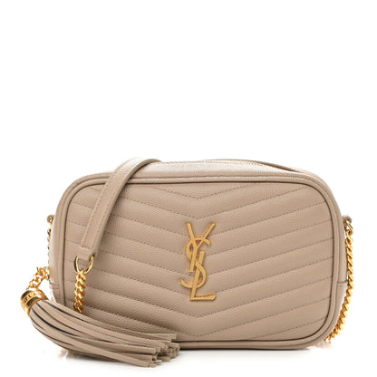 Saint Laurent Grain De Poudre Matelasse Monogram Mini Lou Camera Bag Dark Beige 1 of 10