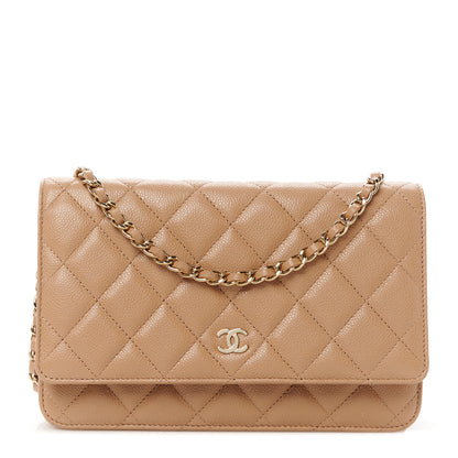 Chanel Caviar Quilted Wallet on Chain WOC Dark Beige 1 of 10