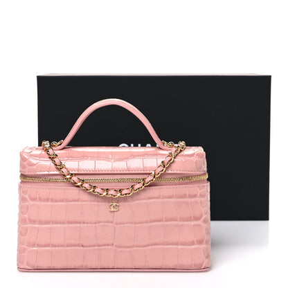 Chanel Calfskin Crocodile Embossed Crococo Exoticoco Vanity With Chain Light Pink 11 of 11