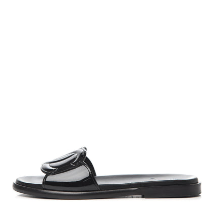 Chanel Patent Calfskin CC Slip On Mules 38 Black 1 of 11