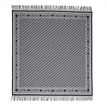 Christian Dior Wool Angora Oblique Throw Blanket Navy Blue 1 of 3