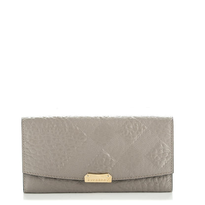 Burberry Signature Grain Calfskin Check Embossed Porter Continental Wallet Pale Grey 1 of 8