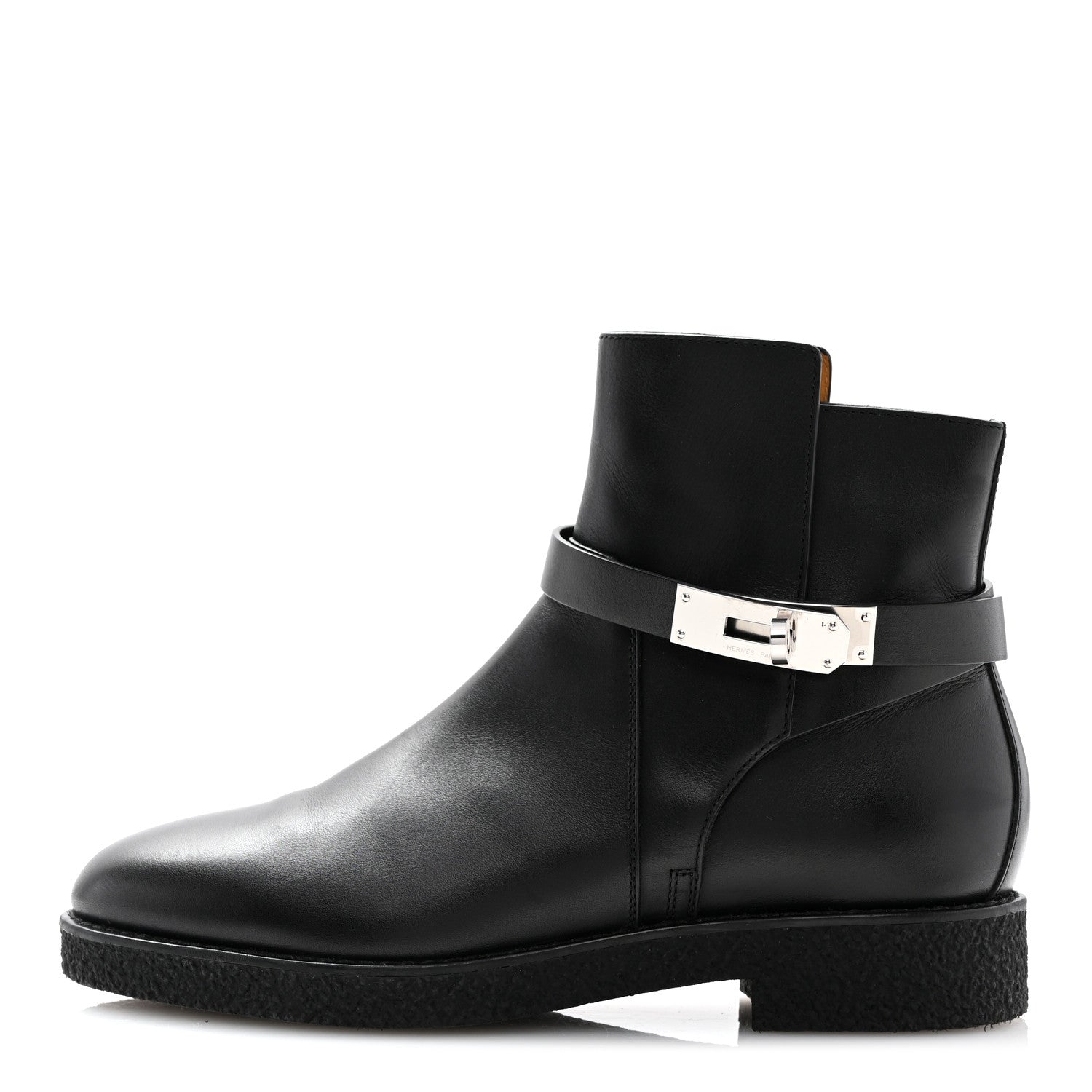 Hermes Heritage Calfskin Follow Ankle Boots 38 Black 1 of 12