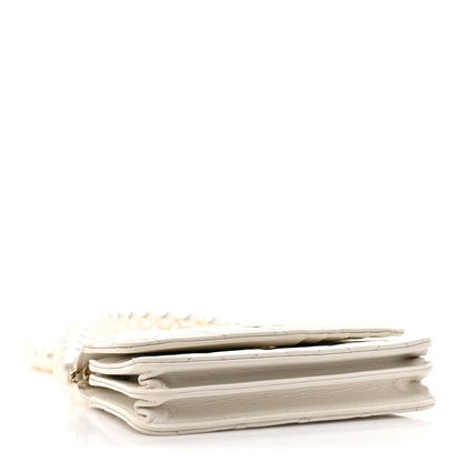 Chanel Calfskin Quilted Mini Maxi Pearls Wallet On Chain WOC White 4 of 12