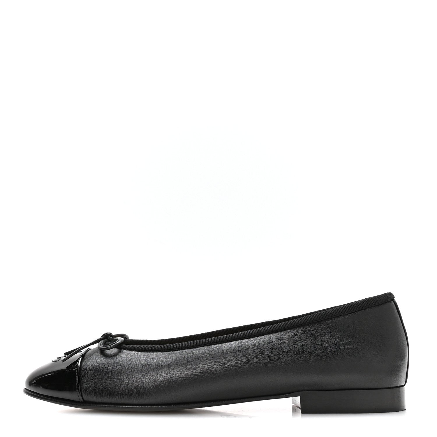 Chanel Lambskin Patent Cap Toe Ballerina Flats 39 Black 1 of 9