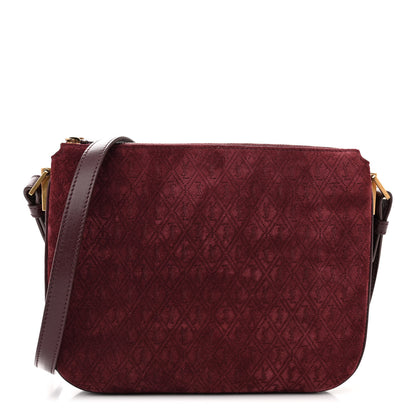 Saint Laurent Suede All-Over Monogram Crossbody Burgundy 1 of 10