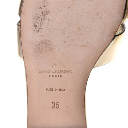 Saint Laurent Metallic Calfskin Nu Pied 05 Slide Sandals 35 Platino 8 of 9