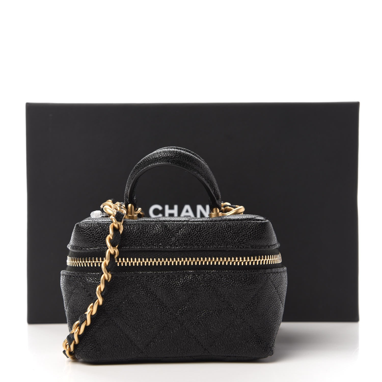 Chanel Caviar Quilted Mini Top Handle Vanity With Chain Black 11 of 11