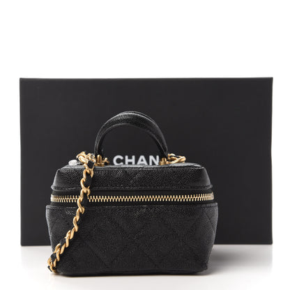 Chanel Caviar Quilted Mini Top Handle Vanity With Chain Black 11 of 11