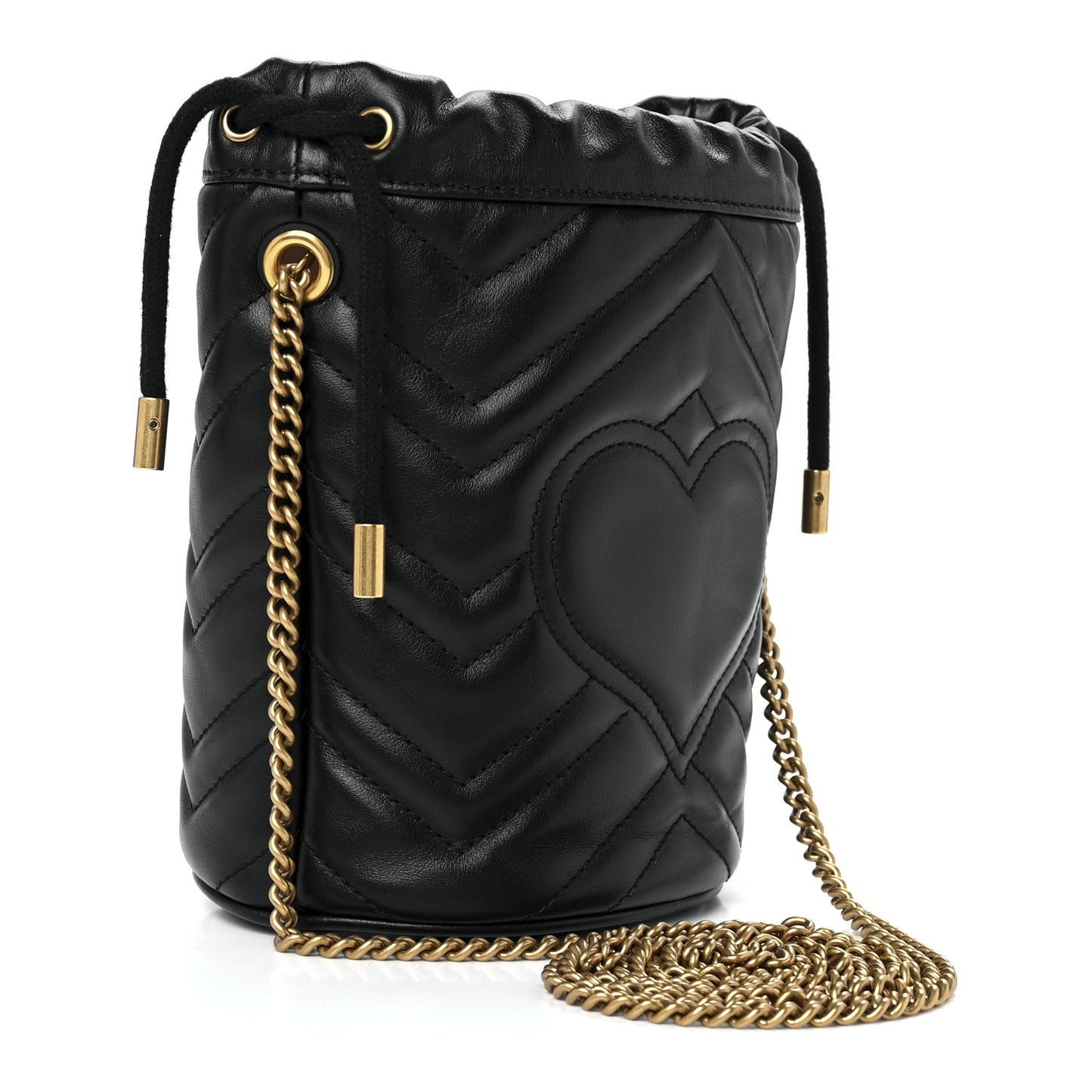Calfskin Matelasse Mini GG Marmont 2.0 Bucket Bag Black