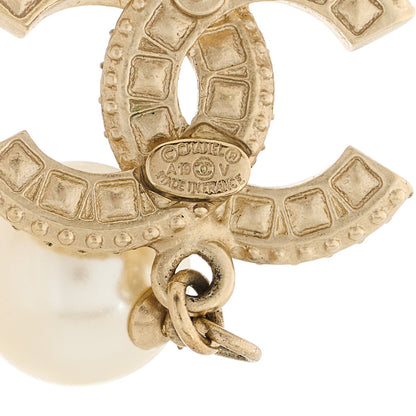 Chanel Crystal Pearl CC Drop Earrings Gold 4 of 4