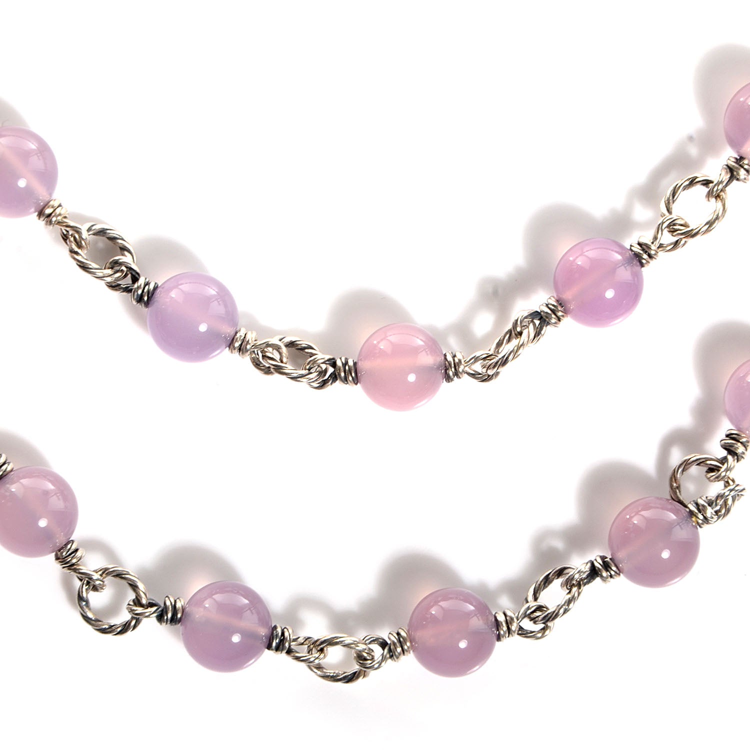 David Yurman Sterling Silver Lavender Chalcendoy Bead Chain Necklace 3 of 6
