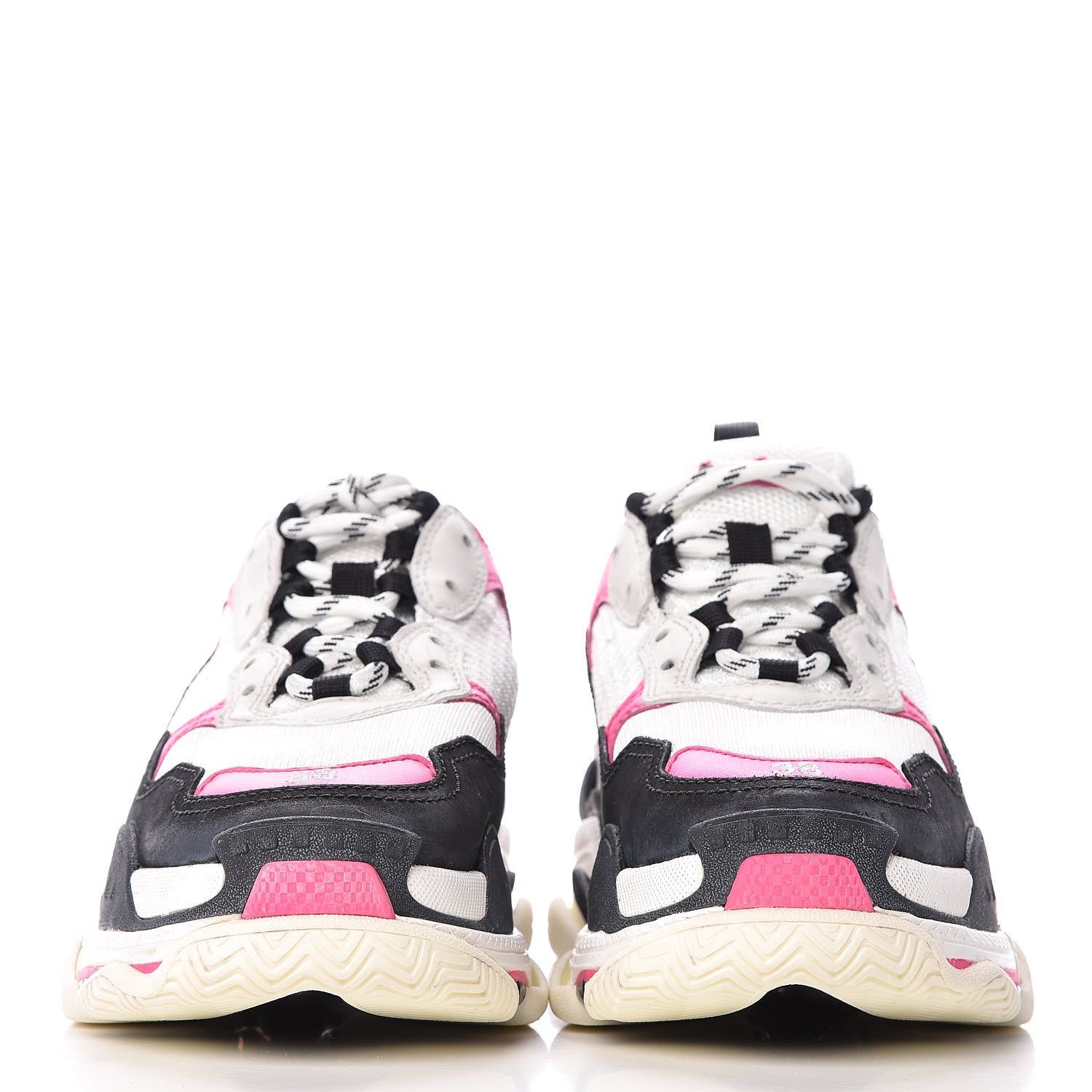 Balenciaga Fabric Mesh Womens Triple S Sneakers 38 Rose Fluo Black White 2 of 11