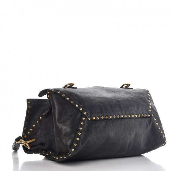 Nappa Studded Aviator Satchel Blue