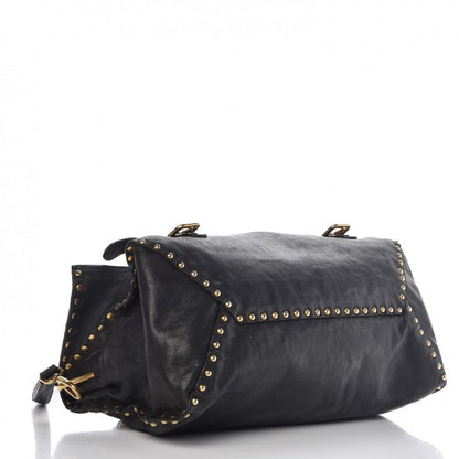 Prada Nappa Studded Aviator Satchel Blue 4 of 11