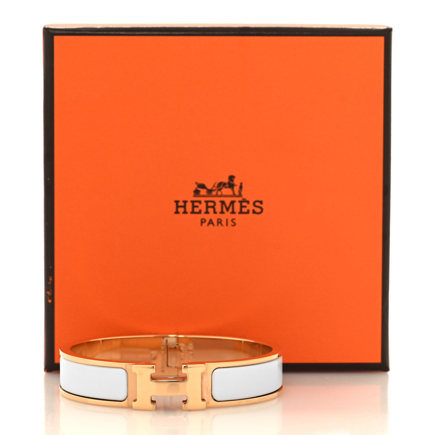Enamel Narrow Clic Clac H Bracelet GM White