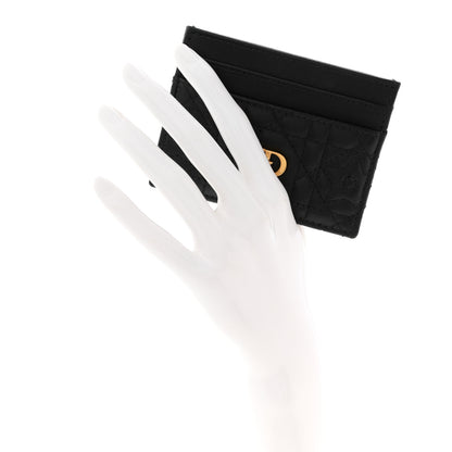 Christian Dior Lambskin Pearl Star Cannage Dior Card Holder Black 2 of 8