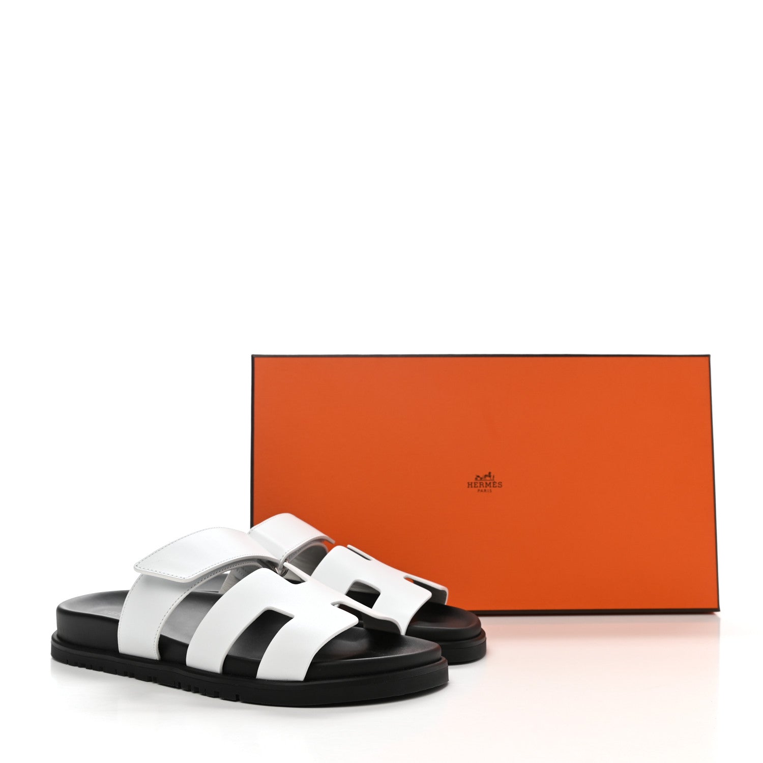 Hermes Calfskin Womens Chypre Sandals 37 White 9 of 9