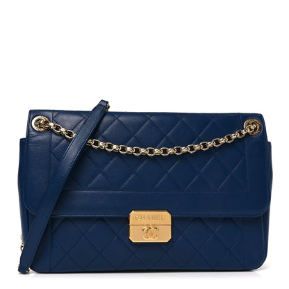 Chanel Lambskin Quilted Large Chic With Me Flap Navy 1 of 9