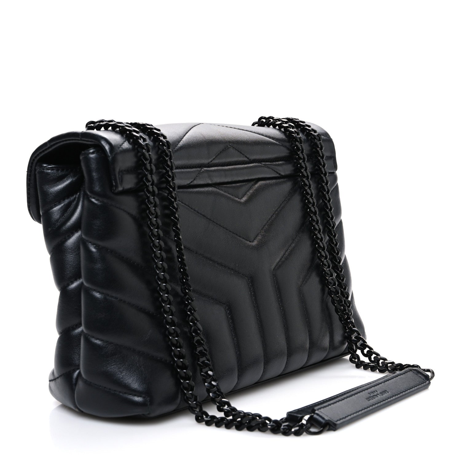 Saint Laurent Calfskin Y Quilted Monogram Monochrome Small Loulou Chain Satchel Black 3 of 11