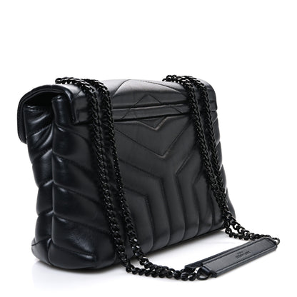 Saint Laurent Calfskin Y Quilted Monogram Monochrome Small Loulou Chain Satchel Black 3 of 11