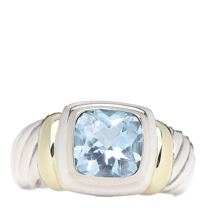 David Yurman Sterling Silver 14K Yellow Gold Blue Topaz 7mm Noblesse Ring 52 6 1 of 4