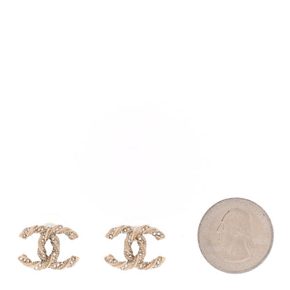 Chanel Crystal Twisted CC Earrings Gold 2 of 5