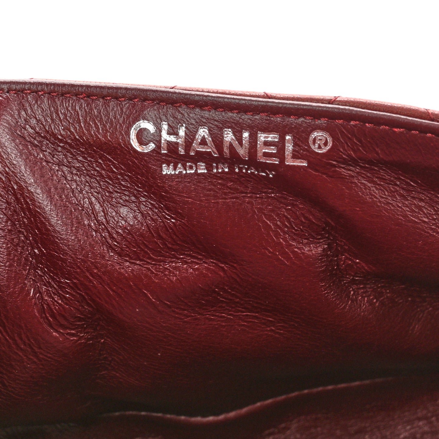Lambskin Quilted East West Flap Dark Red