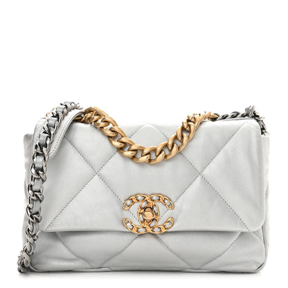 Chanel Metallic Lambskin Quilted Medium Chanel 19 Flap Silver 1 of 10