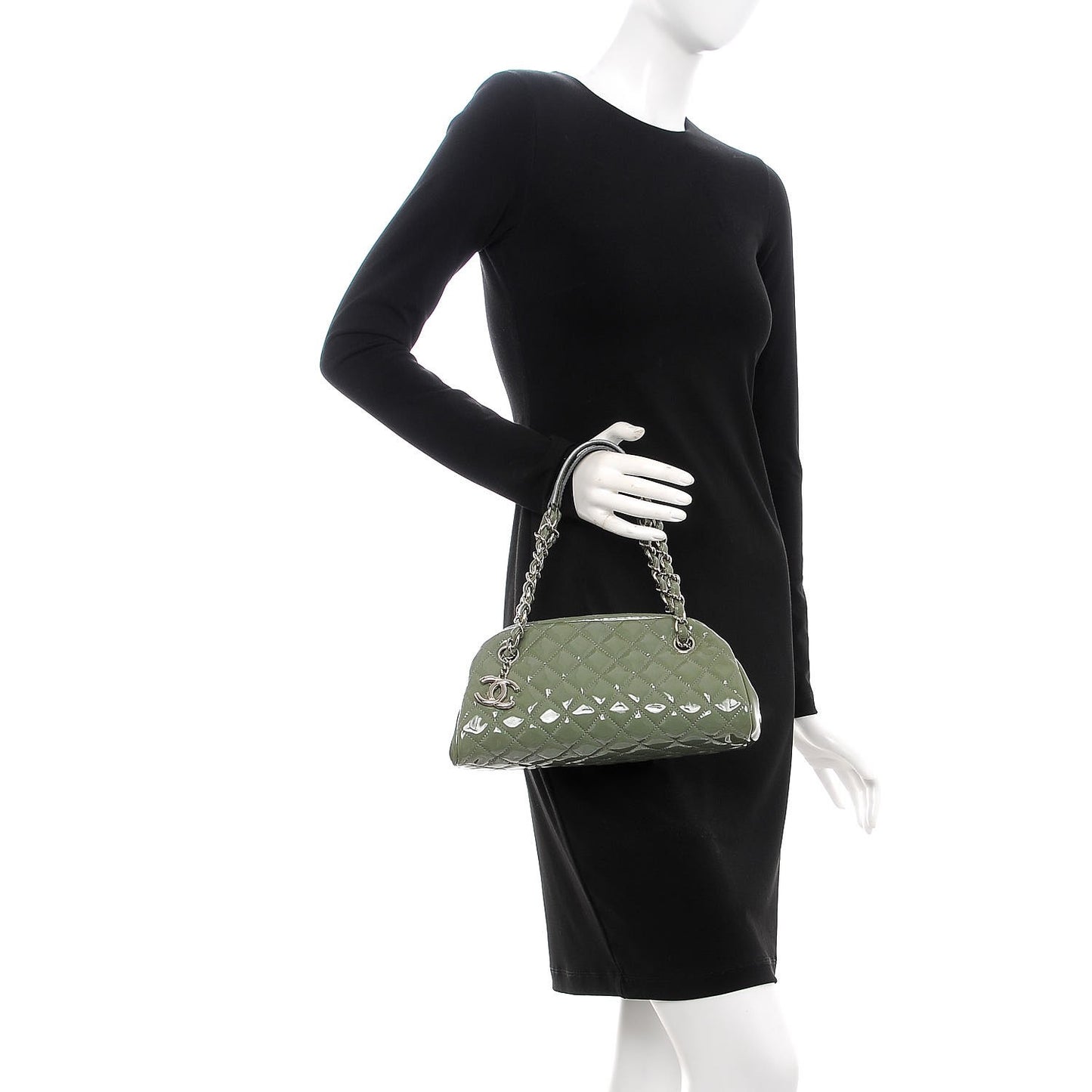 Patent Quilted Small Just Mademoiselle Green