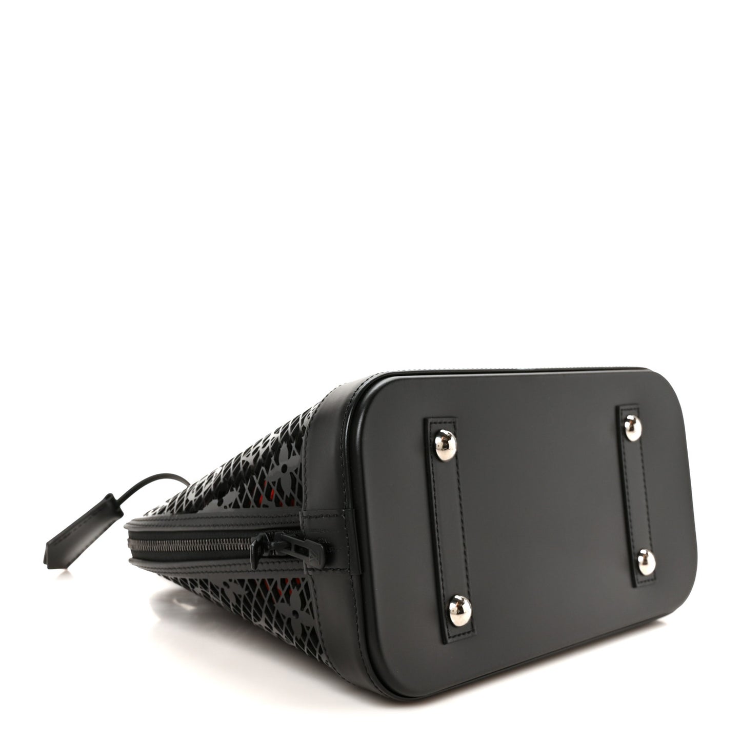 Patent Calfskin Laced Monogram Alma PM Black