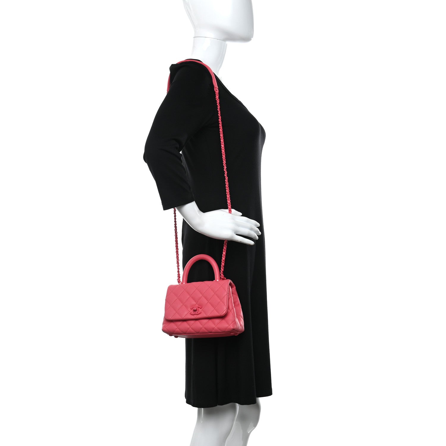 Chanel Caviar Quilted Incognito Extra Mini Coco Handle Flap Pink 2 of 9