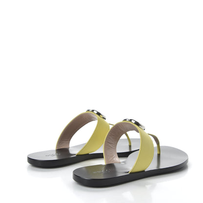 Gucci Calfskin GG Marmont Thong Sandals 37 Banana 4 of 8