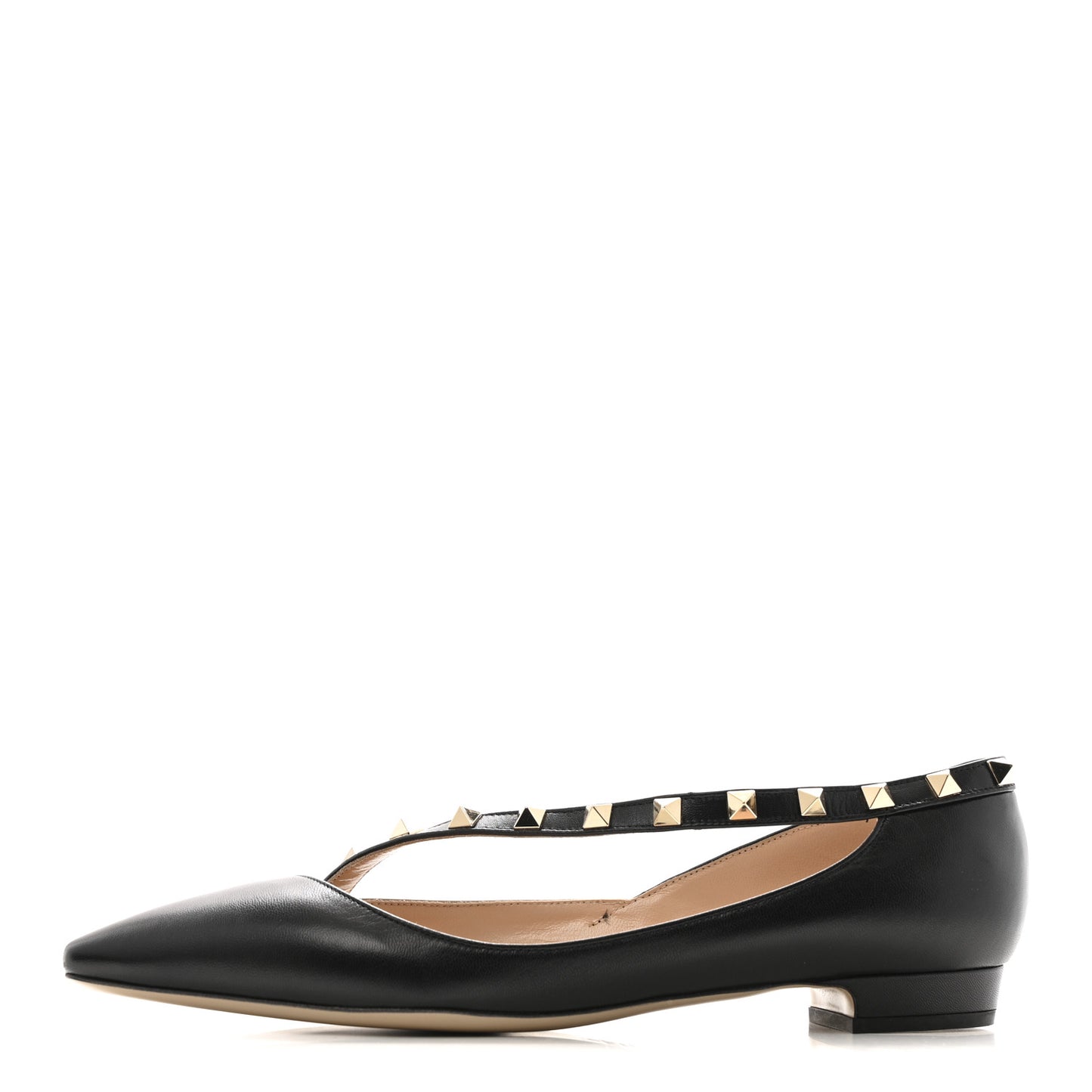 Nappa Rockstud Cross Strap D’Orsay Flats 37 Black Poudre