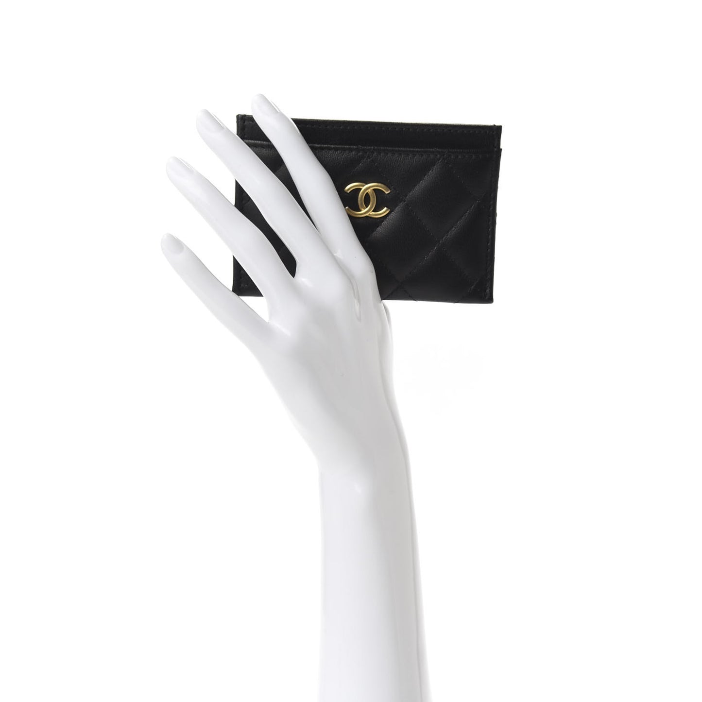 Lambskin Quilted Card Holder Black