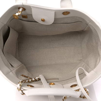 Chanel Calfskin Medium Deauville Tote White Multicolor 5 of 11