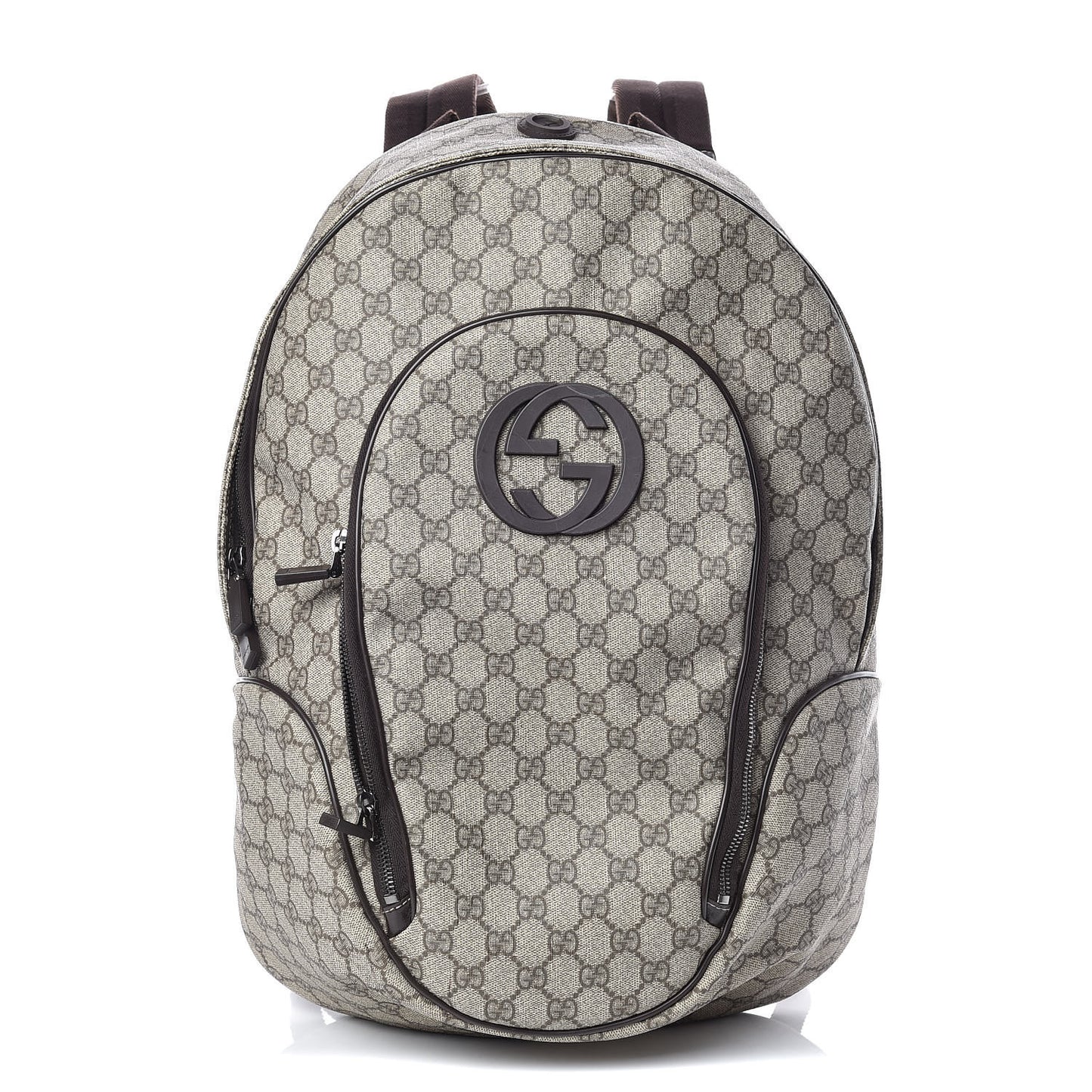 GG Plus Monogram Interlocking G Medium Backpack Dark Brown