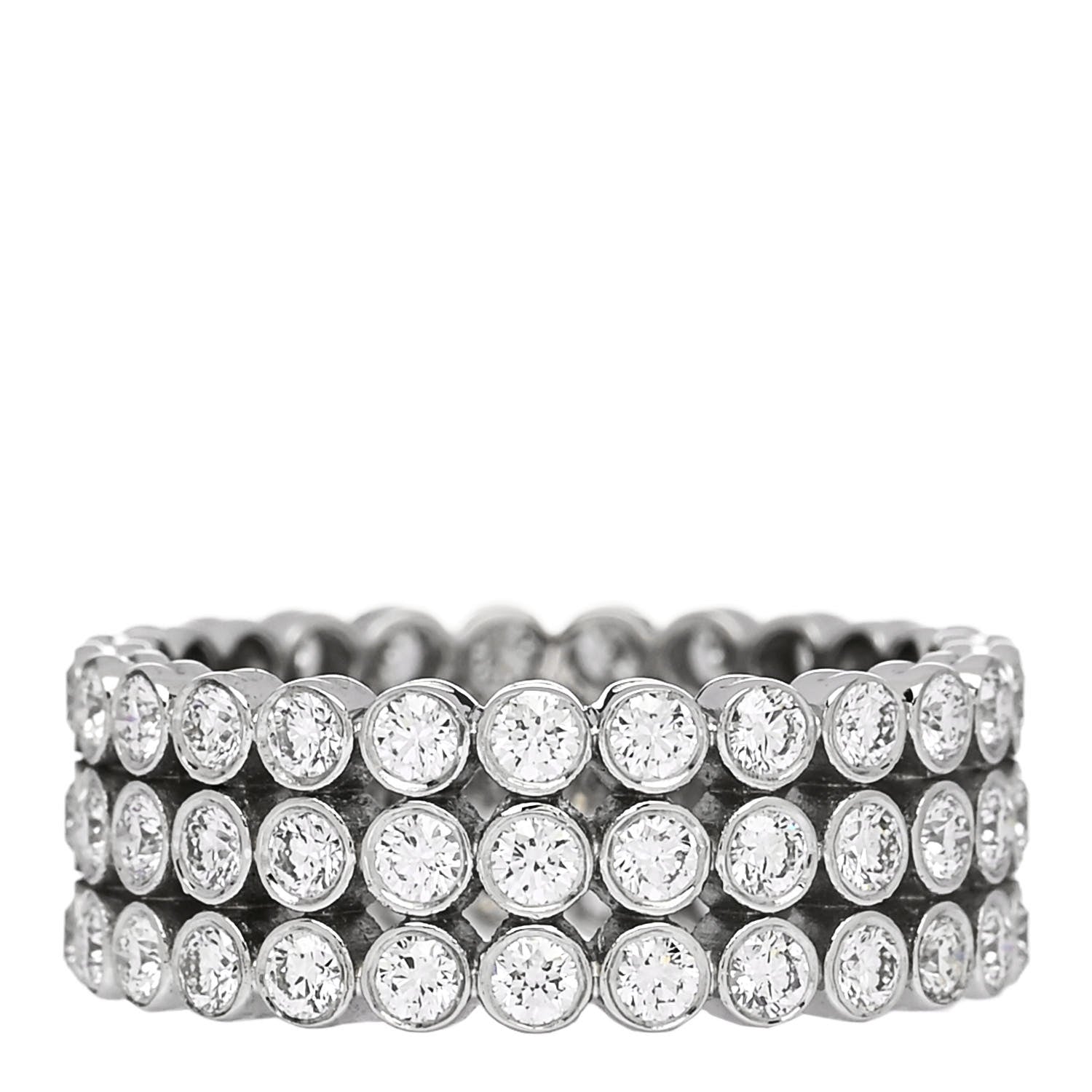 Tiffany Platinum Diamond Jazz Three-Row Band Ring 49 4.75 1 of 5