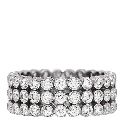 Tiffany Platinum Diamond Jazz Three-Row Band Ring 49 4.75 1 of 5