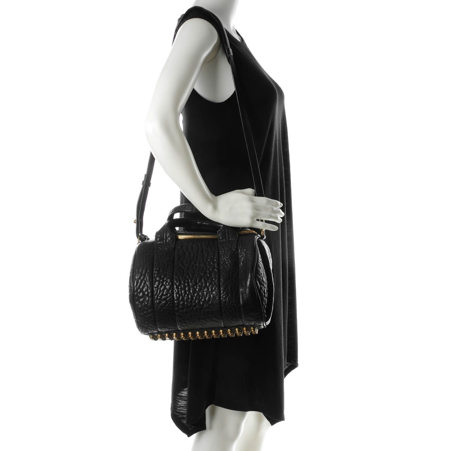 Pebbled Lambskin Rockie Black Antique Brass Hardware