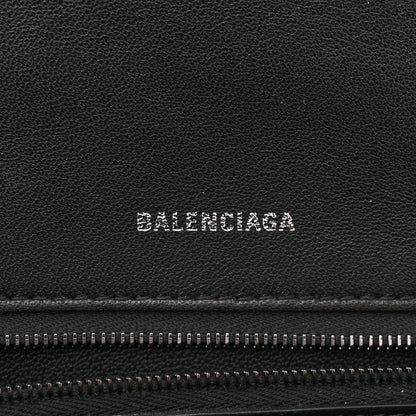 Balenciaga Shiny Calfskin Monochrome Crocodile Embossed Small Hourglass Top Handle Bag Black 6 of 10
