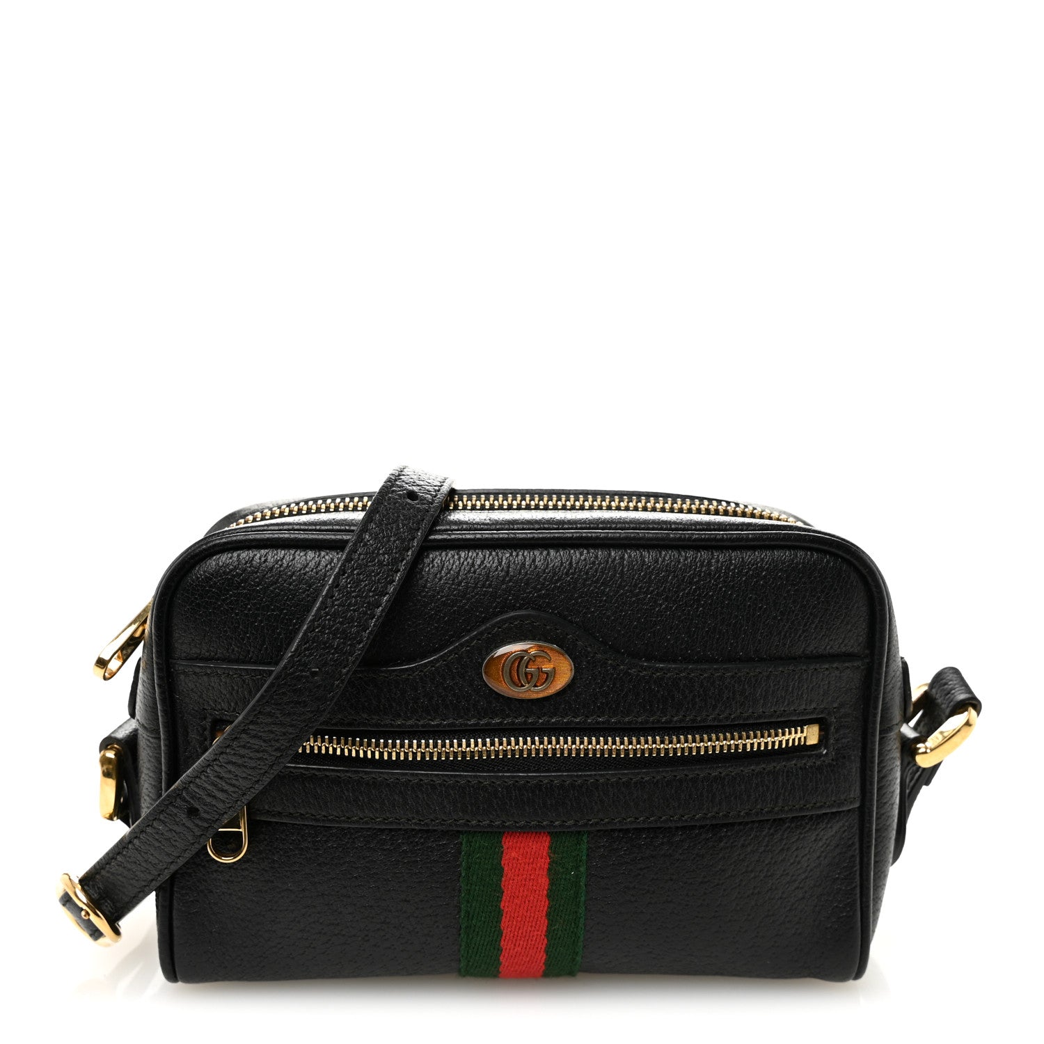 Gucci Calfskin Web Mini Ophidia Shoulder Bag Black 1 of 10