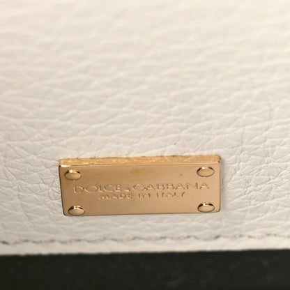 Dolce & Gabbana Grained Calfskin Rosalia Shoulder Bag White 6 of 8