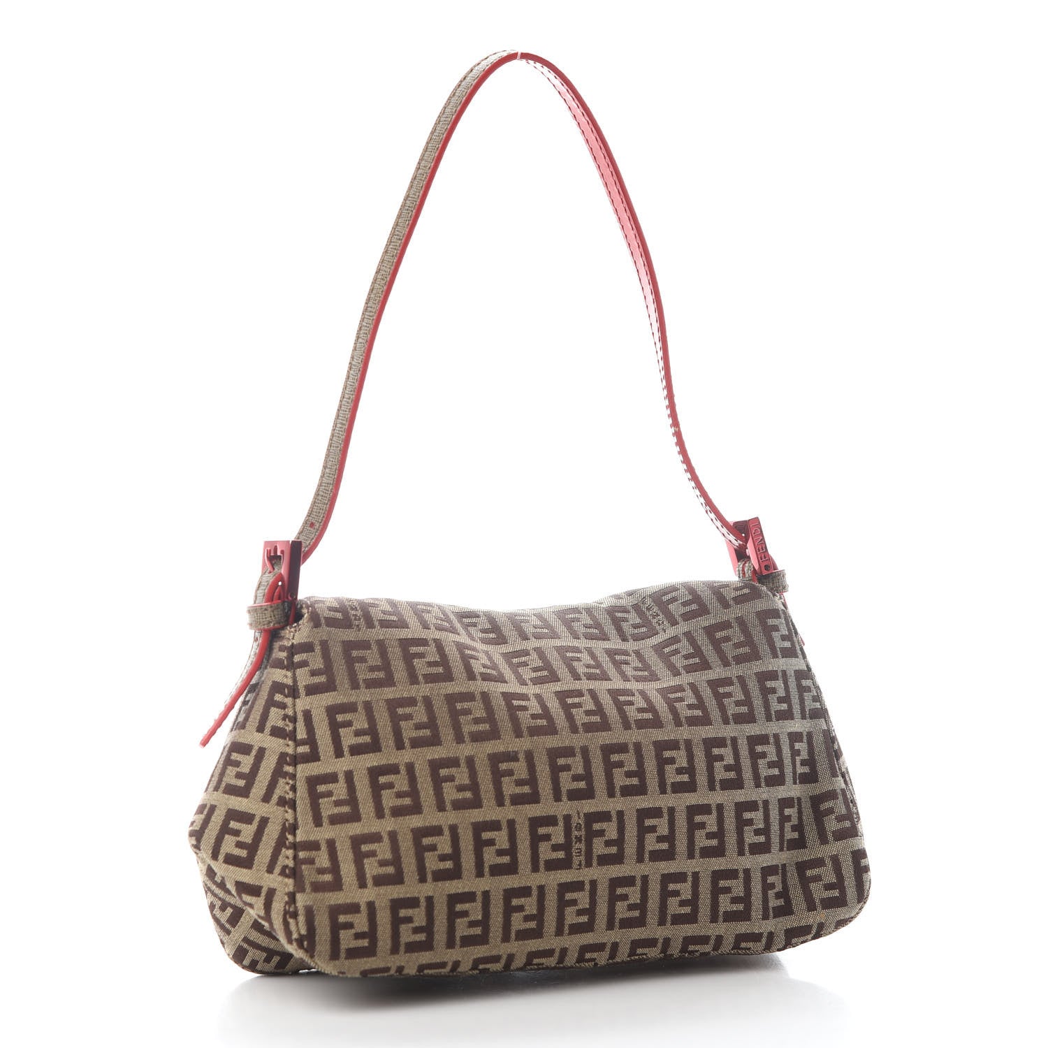 Fendi Zucchino Vitello Elite Enamel Mini Forever Mama Baguette Mogano Panna Rosso 2 of 8