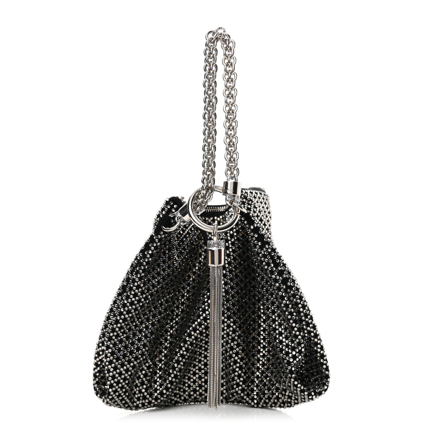 Jimmy Choo Suede Crystal Callie Tassel Shoulder Bag Silver 3 of 11