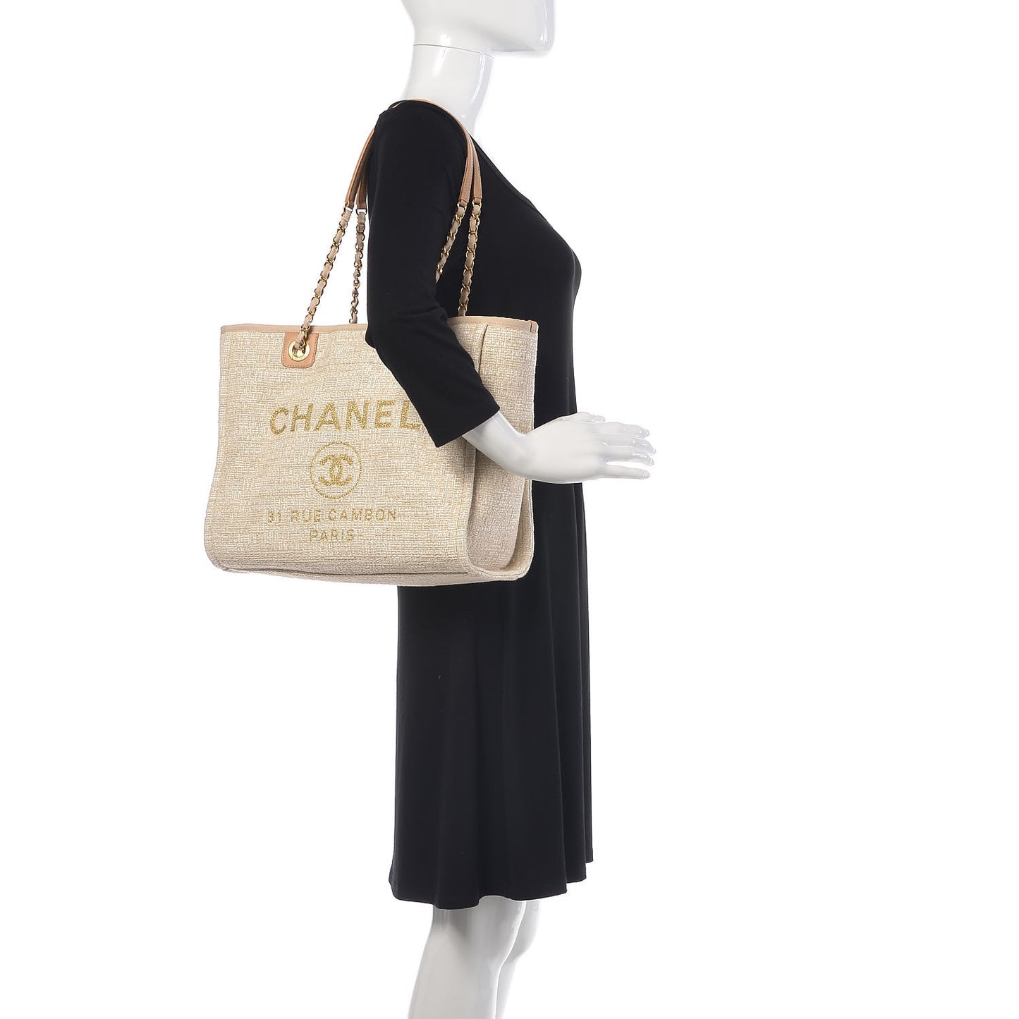 Canvas Small Deauville Tote Light Beige