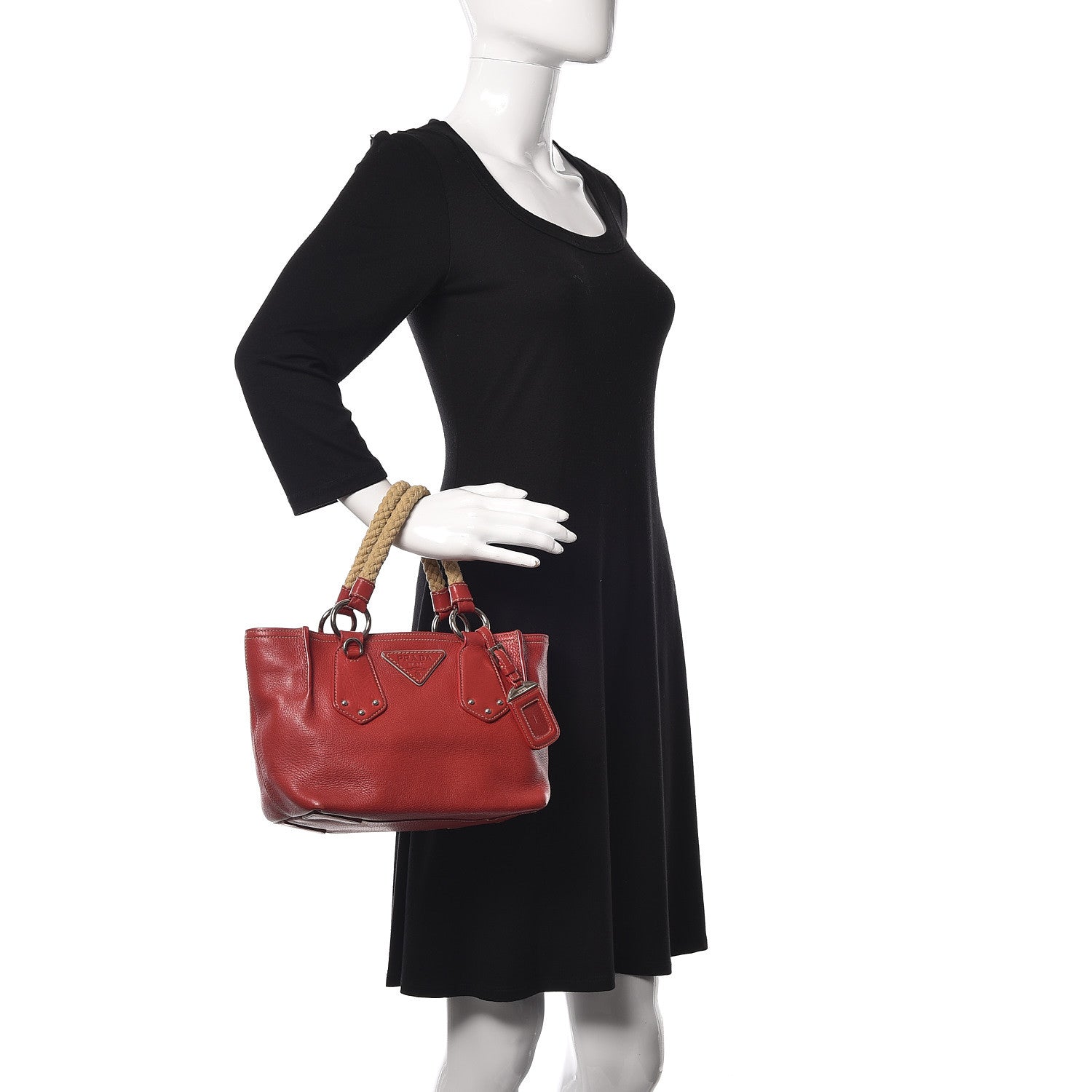 Prada Vitello Daino Rope Mini Tote Rosso 2 of 13