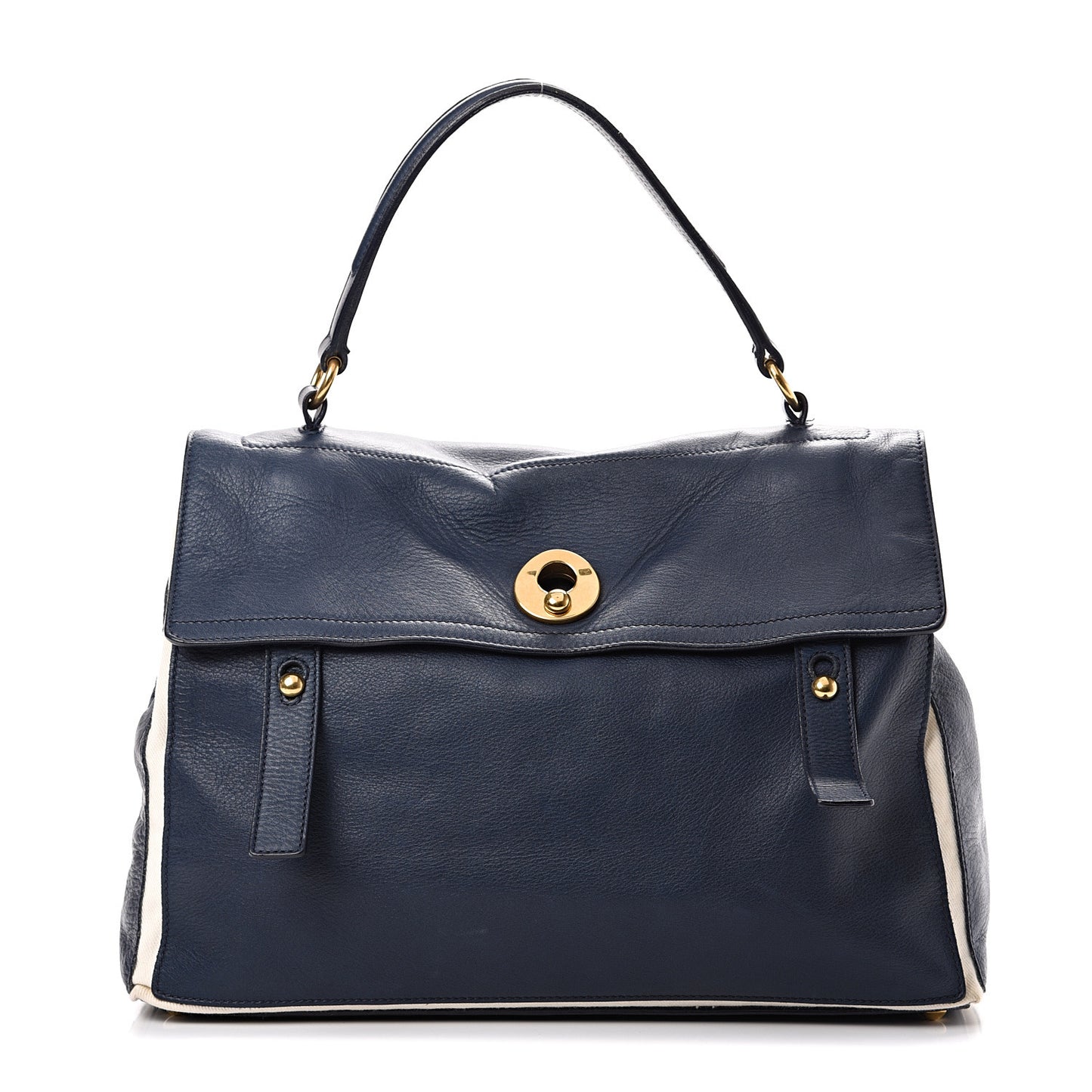 Calfskin Canvas Large Muse Two Navy